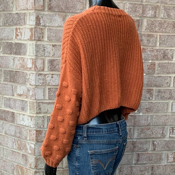 Vestique Cropped Crewneck Knit Long Sleeve Sweater Sz L - Picture 6 of 13